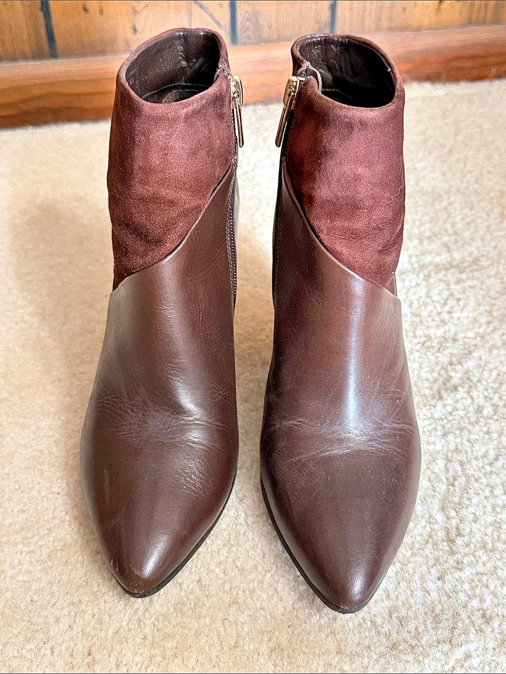 Vince Camuto Amori Ankle Bootie Brown Pointed-Toe Heeled Boots